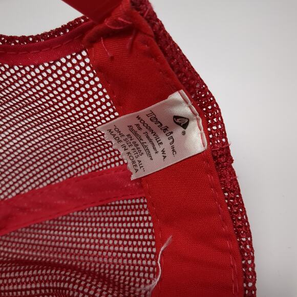 Utility Snapback Trucker Hat Red One Size Mesh Back Adjustable Tonkin Vintage - Picture 9 of 9